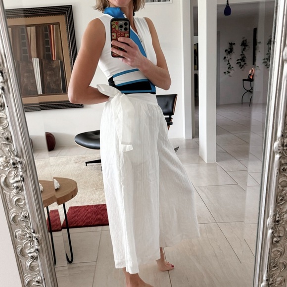 Vince Wide Leg Cropped Palazzo White Pants Size 6 - Picture 1 of 9